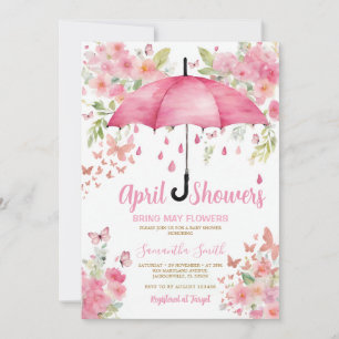 Convite Borboletas Cor-de-Rosa Chuvas de Abril trazem Flor