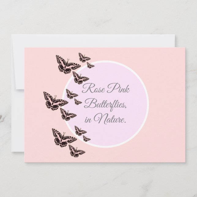 Convite borboletas cor-de-rosa rosa (Frente)
