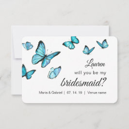 Convite Borboletas de aquarela azul Você Será Minha Noiva