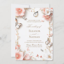 Convite Borboletas de casamento da primavera e flores