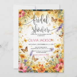Convite Borboletas de Flores Silvestres Chuva de Verão Nup
