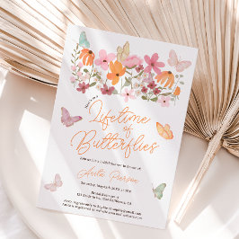 Convite Borboletas de flores silvestres e bonitas chá de p