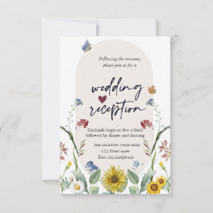 Convite Borboletas de Girassol de Flores Silvestres Recepç