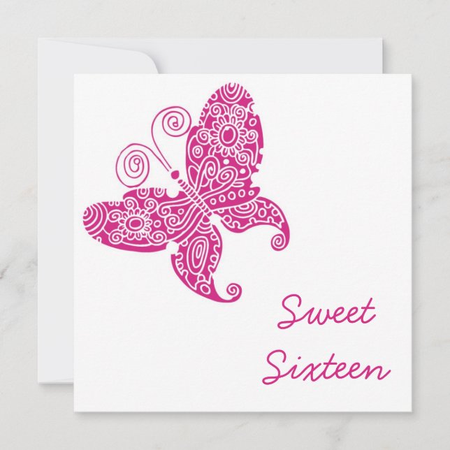 Convite Borboletas Doce Dezesseis (Frente)