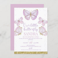 Borboletas Douradas Roxas primeiro aniversario das