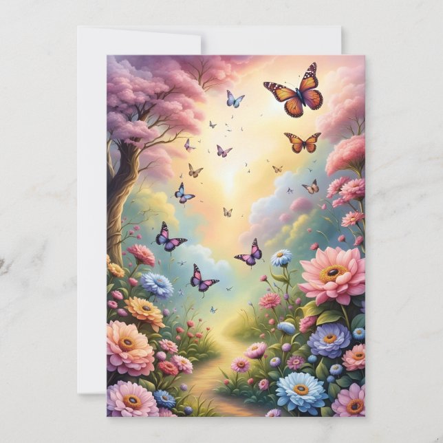 Convite Borboletas e flores (Frente)