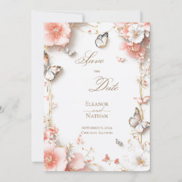 Convite Borboletas e flores Salve a data