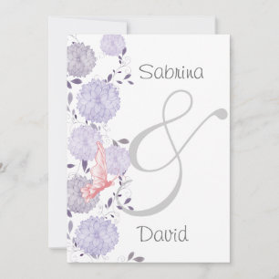 Convite Borboletas e Lavanda Casamento Chrysanthemum