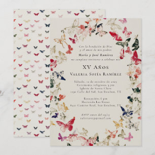 Convite Borboletas Elegante Quinceañera 15 Birthday