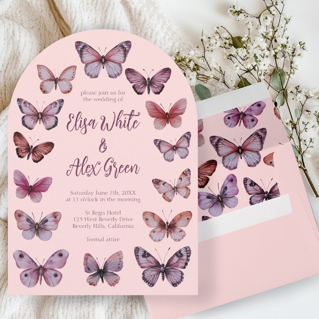 Convite Borboletas Elegantes ARCO de Casamento PERSONALIZA (Elegant Butterflies CUSTOM Arch Wedding Invitation
)