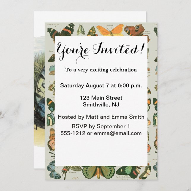 Convite Borboletas Elf Trabalho de arte Cute Elves (Frente/Verso)