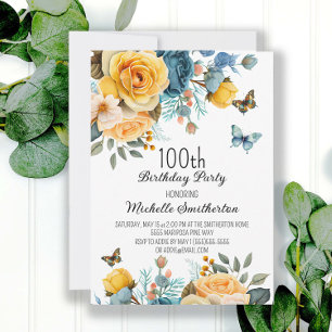 Convite Borboletas Florais Amarelas Dusty Aniversário