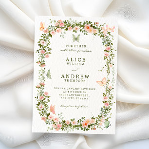 Convite Borboletas florais casamento