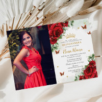 Borboletas Florais Rosa vermelha Quinceañera Sweet