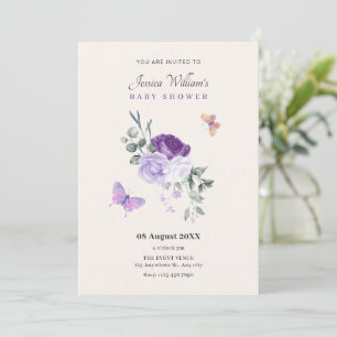 Convite Borboletas florais roxas