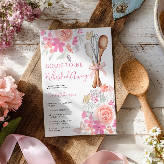 Convite Borboletas Florais Sussurrando chá de panela (Floral Butterflies Whisked Away bridal shower Invitation)