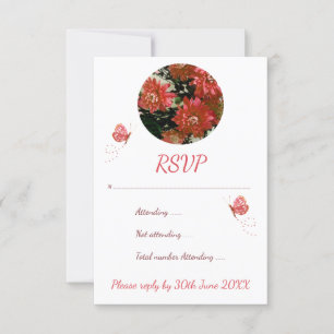 Convite Borboletas Floral Algodão Coral RSVP