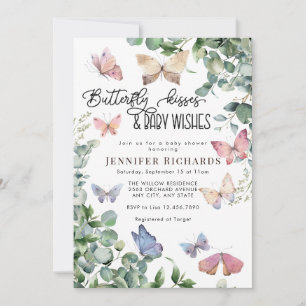 Convite Borboletas Floral   Chá de fraldas Eucalyptus