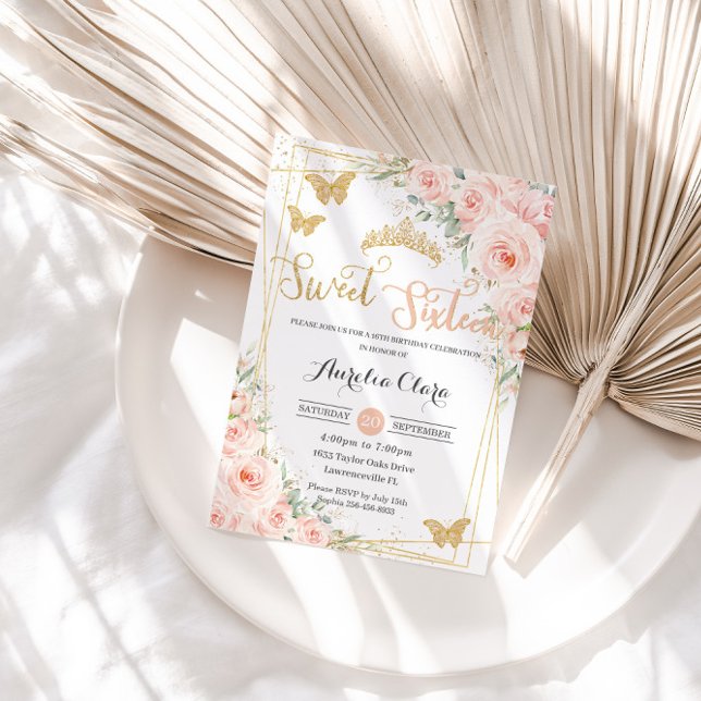 Convite Borboletas Flóridas de Campeão Rosa-Escamudo Doce  (Criador carregado)
