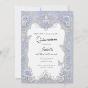 Convite Borboletas Iridescentes Elegantes Quinceañera
