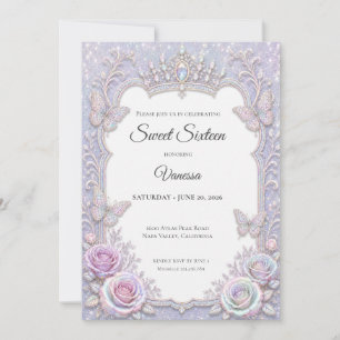 Convite Borboletas Iridescentes Elegantes Sweet 16