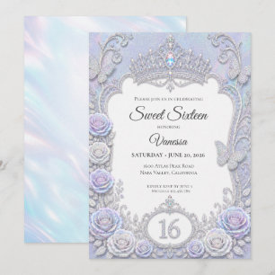 Convite Borboletas Iridescentes Elegantes Sweet 16