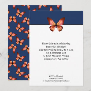 Convite Borboletas Laranja Pink Padrão