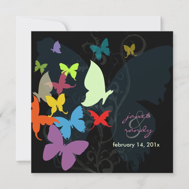 Convite Borboletas, multicores (Frente)