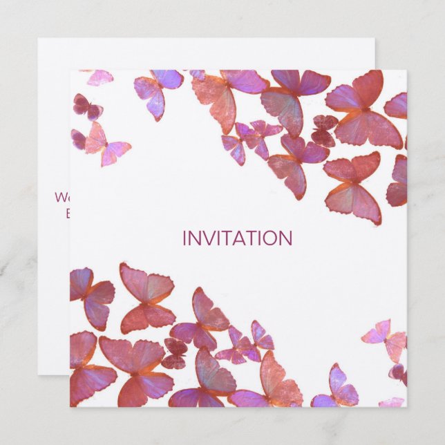 Convite Borboletas Por Favor Junte-se a Nós (Frente/Verso)