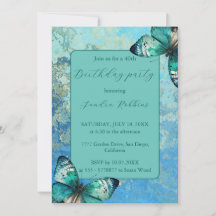 Borboletas romanas, azuis e verdes Aniversário