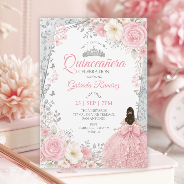 Convite Borboletas Rosa Beije Água Quinceañera  (Criador carregado)