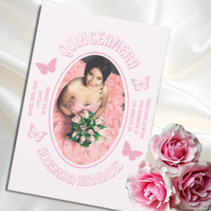Convite Borboletas Rosa Quinceanera