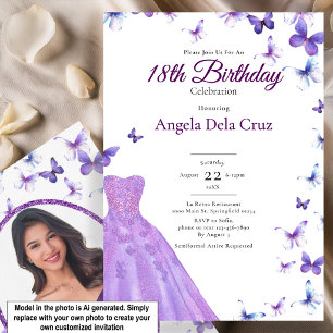 Convite Borboletas Roxas E Vestido Estreia 18 Anos