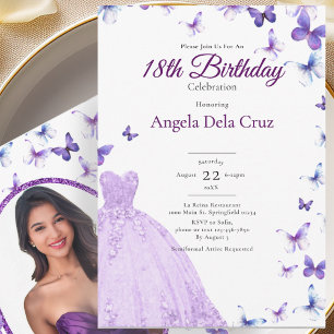 Convite Borboletas Roxas E Vestido Estreia De 18 Anos