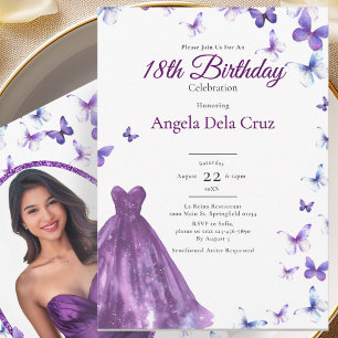 Convite Borboletas Roxas E Vestido Estreia De 18 Anos