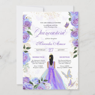 Convite Borboletas Roxas Iridescentes Mariposa Quinceanera