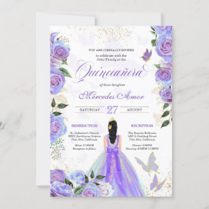 Convite Borboletas Roxas Iridescentes Mariposa Quinceanera