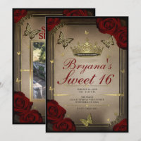 Borboletas Tiara Dourada Rosas Marrom Doce 16 Foto