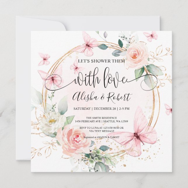 Convite Borboletas Vamos-As Com Casais De Amor (Frente)