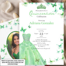 Borboletas Verdes Vestido Tiara Foto Quinceanera