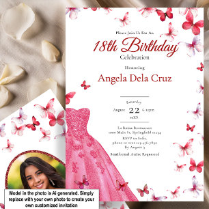 Convite Borboletas Vermelhas E Vestido Estreia 18 Anos