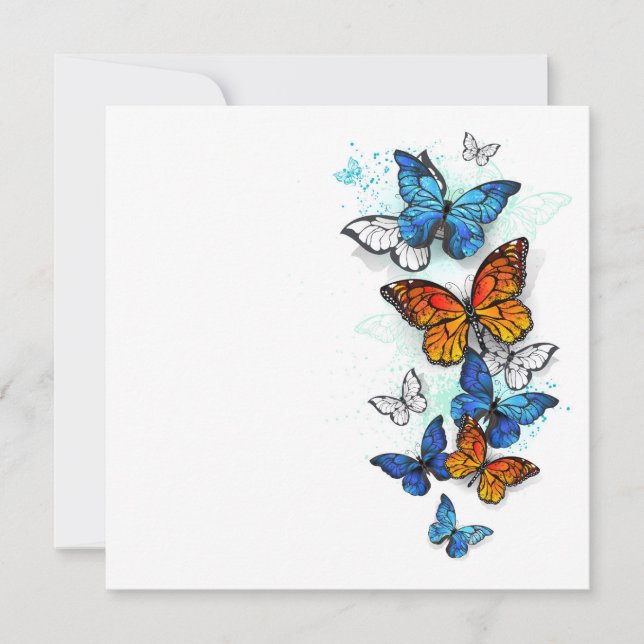 Convite Borboletas voadoras Morpho e Monarca (Frente)
