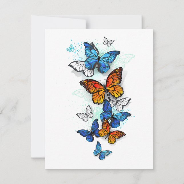 Convite Borboletas voadoras Morpho e Monarca (Frente)