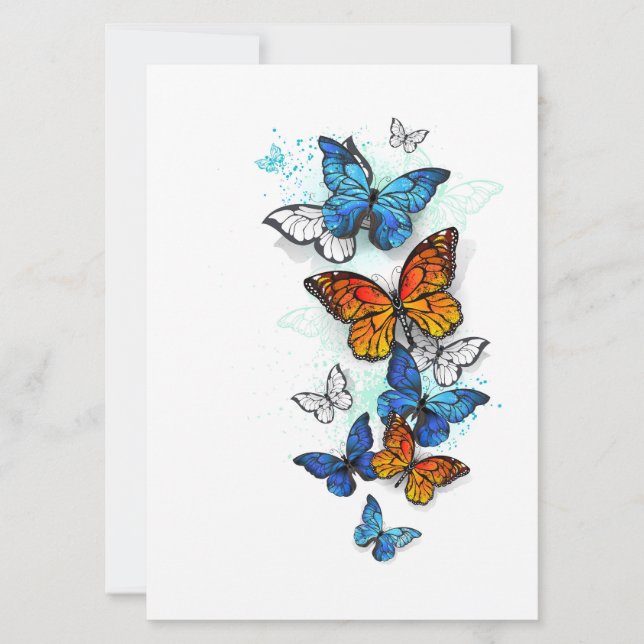 Convite Borboletas voadoras Morpho e Monarca (Frente)