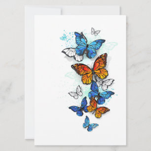 Convite Borboletas voadoras Morpho e Monarca