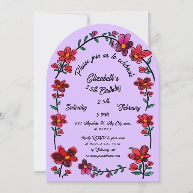 Convite Borda 35ª Festa de aniversário das Flores Whimsica (Frente)