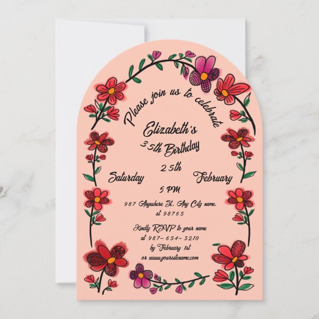 Convite Borda 35ª Festa de aniversário das Flores Whimsica (Frente)