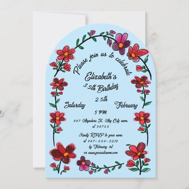 Convite Borda 35ª Festa de aniversário das Flores Whimsica (Frente)