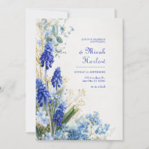 Borda Botânica de Aquarela Azul Cobalto Muscari