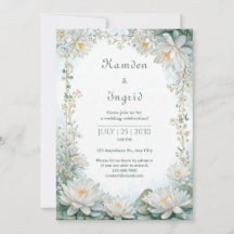 Borda de Casamento de Nenúfar Branco Azul-acinzent